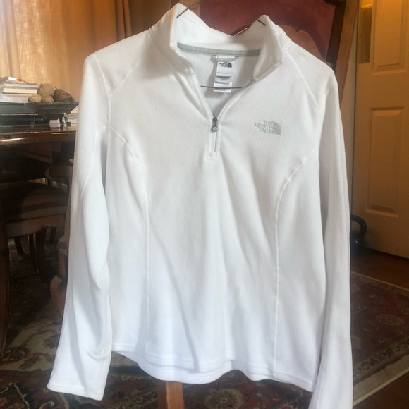 The North Face Tops - North Face ¾ zip white fleece pullover sweater